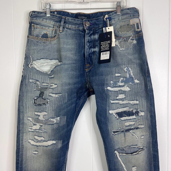 Scotch & Soda Dean Men's Intentionally Distressed and Patched Straight L… - Picture 2 of 14